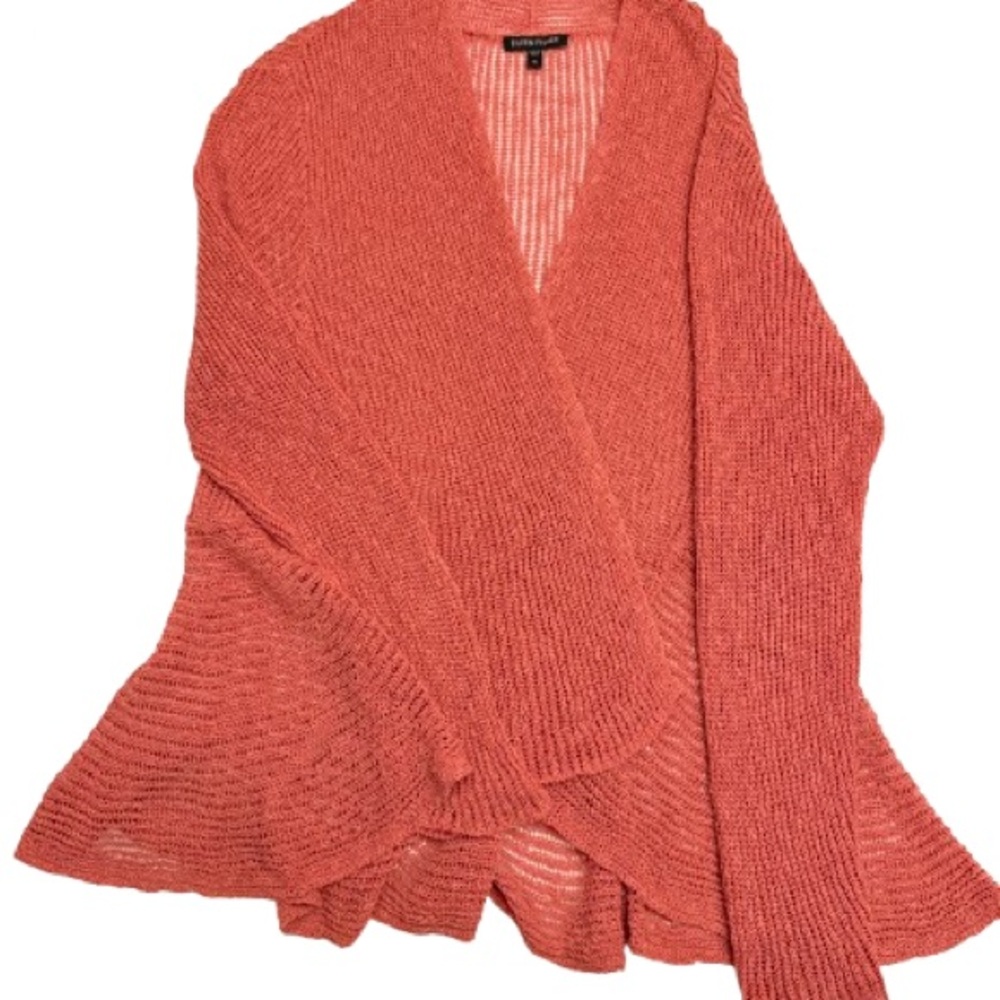 Eileen Fisher Loose Knit Linen Blend - Women's Sweater Cardigan in Coral